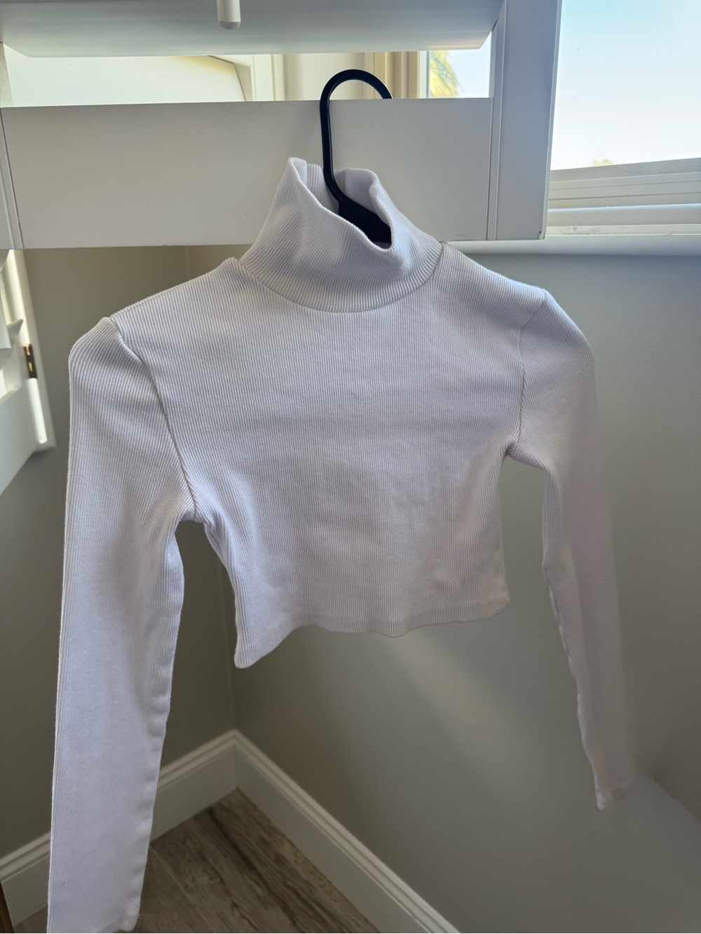 Princess Polly White Ribbed Mock Neck Crop Top